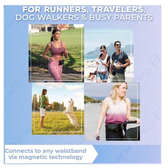 Running Buddy Black Unisex Running Magnetic Fold-Over Fanny/Hip Pack - Picture 2 of 5